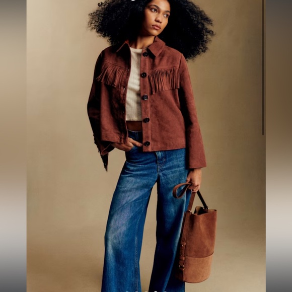 Sézane Women's Yuma Brown Fringe Jacket - Picture 6 of 13